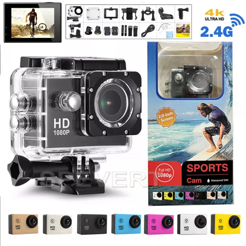 Cámara deportiva promocional de lente gran angular de alta calidad con múltiples modos para actividades aéreas y subacuáticas